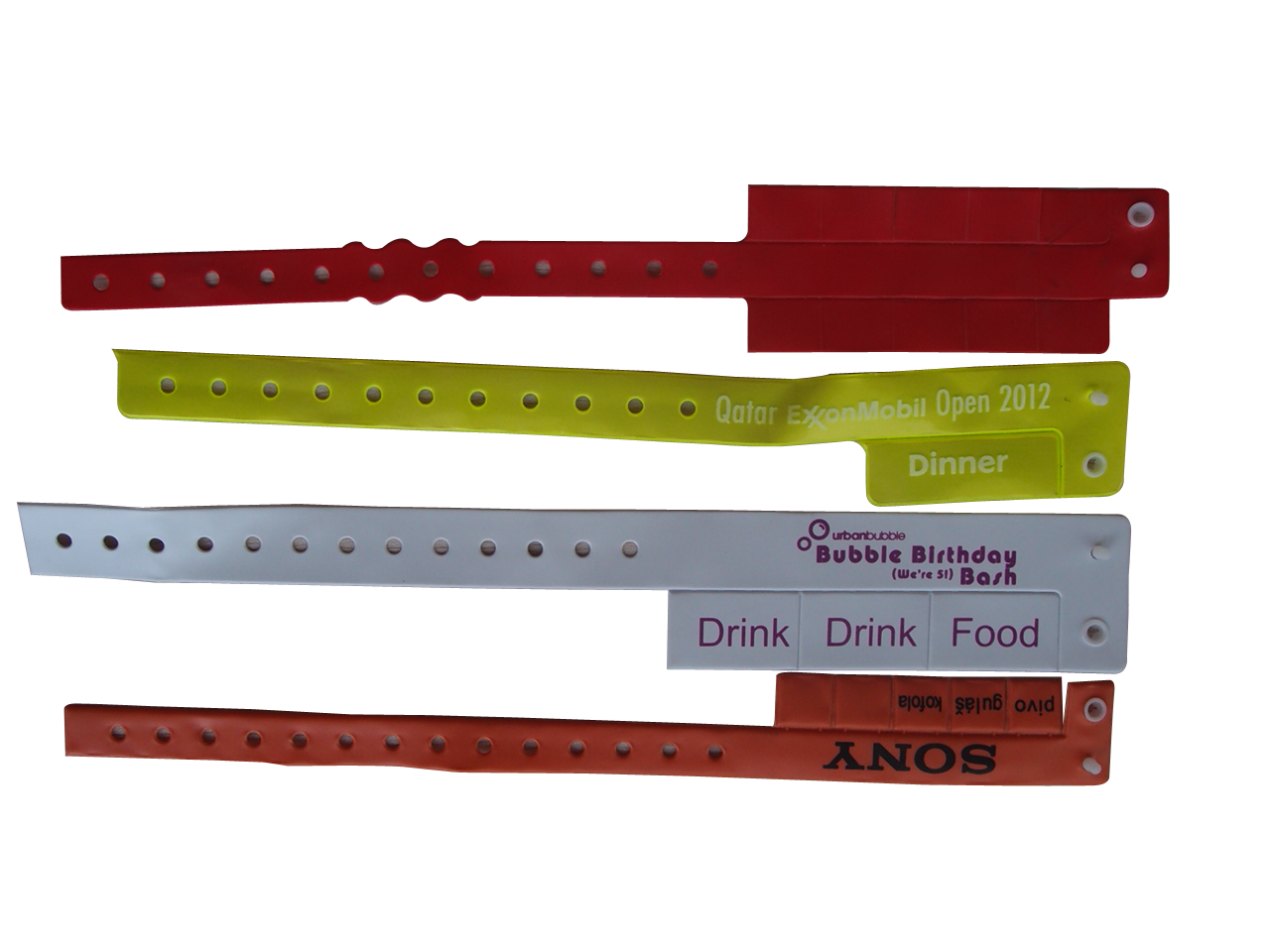 custom security one time use pvc vinyl wristbands for event